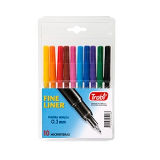 Marcador Trabi fineliner surt x 10 colores