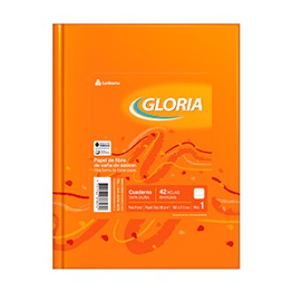 Cuaderno Gloria tapa dura 42 hs ray naranja