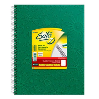 Cuaderno 21x27 Exito n=7 forrado verde tapa dura 60 hs ray espiral