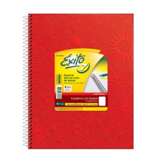 Cuaderno 21x27 Exito n=7 forrado rojo tapa dura 60 hs cuad espiral