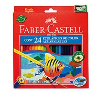 Pinturitas Faber-Castell ecolapiz acuarel. x 24 largo con carton