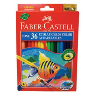 Pinturitas Faber-Castell ecolapiz acuarel. x 36 largo con carton