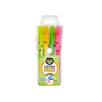 Crayones Pizzini retrac. fluo x 4 colores