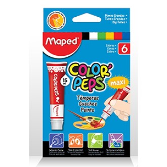 Tempera Maped colorpeps x 6 un. surtidas 15ml