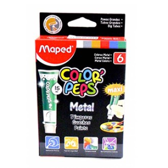 Tempera Maped colorpeps x 6 un. metal 15ml