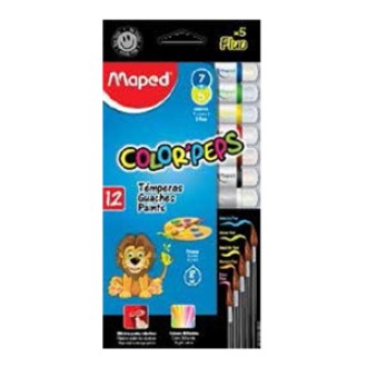 Tempera Maped colorpeps x 12 col 7 std+5 fluo