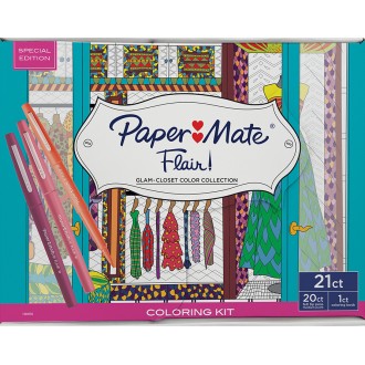 Marcador Paper mate flair set x 20 + libro de coloreo