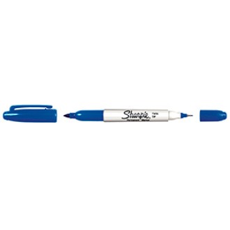 Marcador sharpie doble punta permanente azul