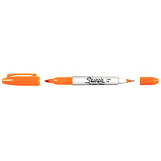 Marcador sharpie doble punta permanente naranja