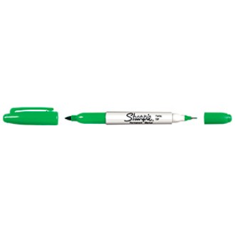 Marcador sharpie doble punta permanente verde