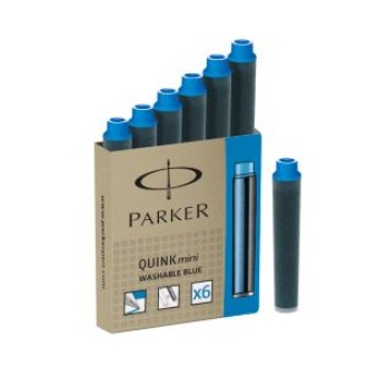 Cartucho parker mini azul real lavable x 6 unidades