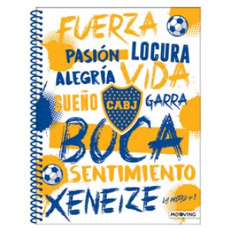 Cuaderno 29.7 boca jrs. tapa flexible 80 hs ray espiral