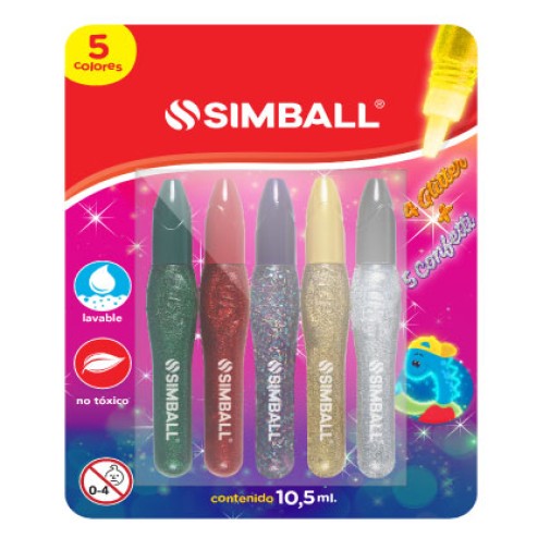 Adhesivo Simball glitter + confetti blister x 5